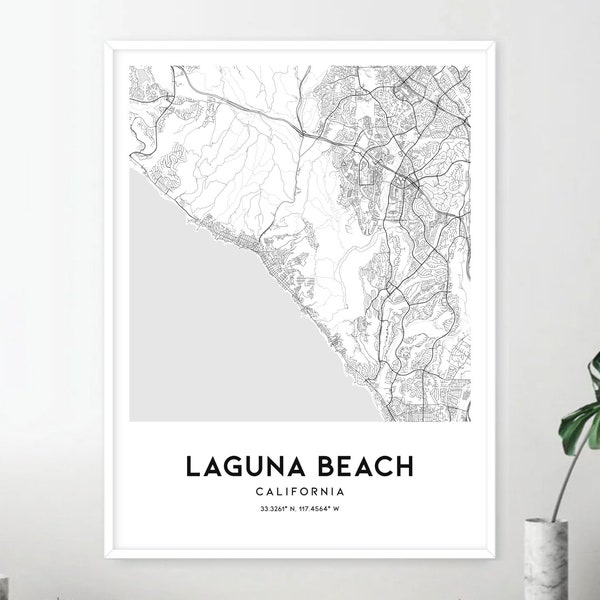 Laguna Beach Map Print, Laguna Beach Map Poster Wall Art, Ca  City Map, California Print Street Map Decor, Road Map Gift, D2255