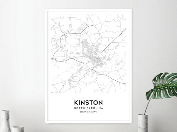 Kinston Map Print Kinston Map Poster Wall Art Nc City Map  Etsy