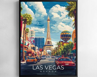 Las Vegas Print Nevada Travel Wall Art Cityscape Illustration Poster
