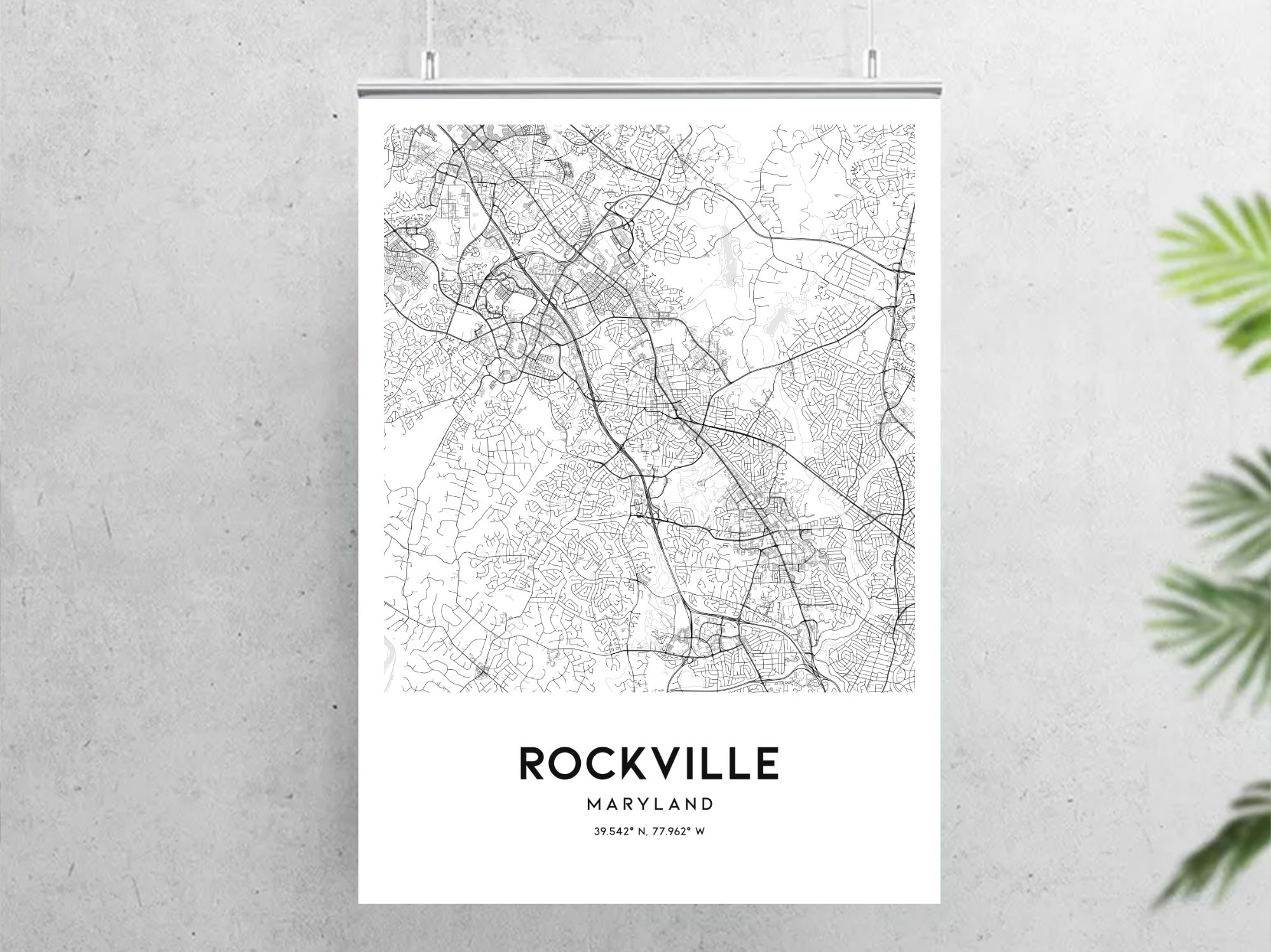 Rockville Map Print Rockville Map Poster Wall Art Md City Etsy
