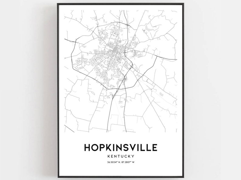 Hopkinsville Map Print Hopkinsville Map Poster Wall Art Ky Etsy
