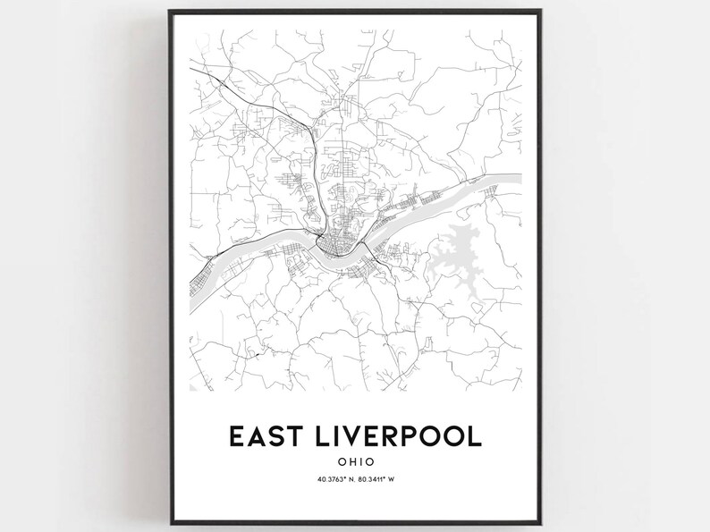 East Liverpool Map Print East Liverpool Map Poster Wall Art Etsy