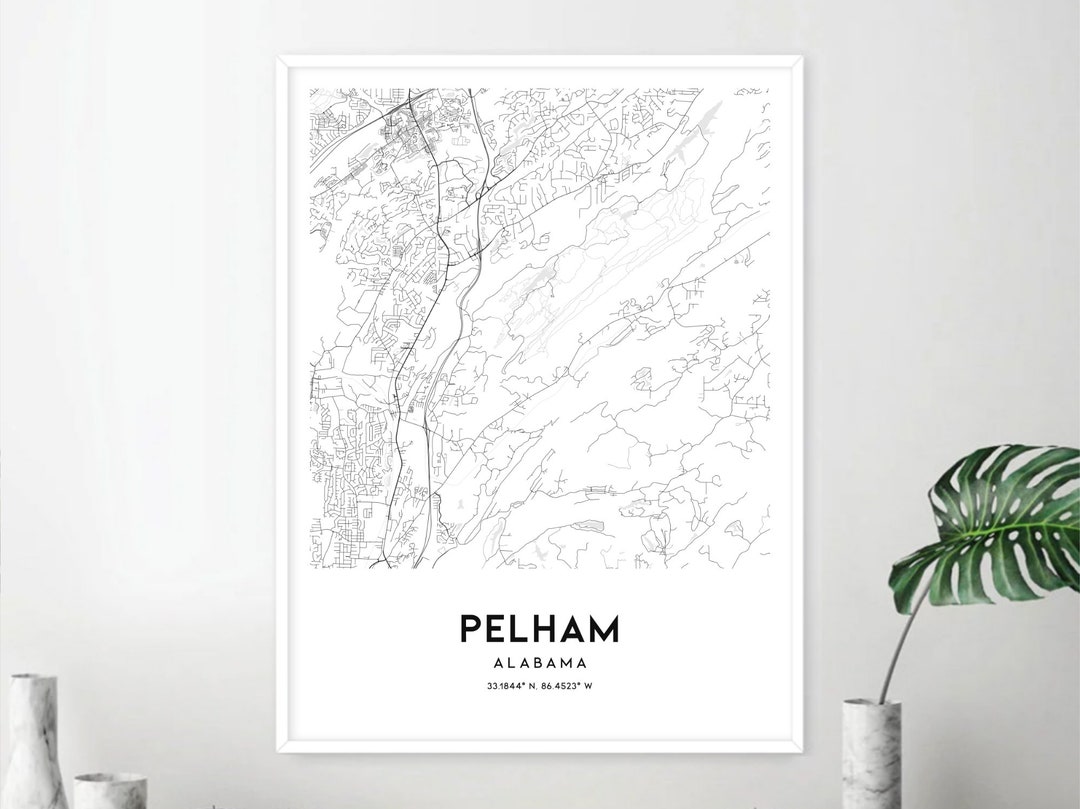 Pelham Map Print Pelham Map Poster Wall Art Al City Map Etsy