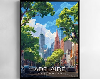 Adelaide Print Australia Travel Wall Art City Illustration Poster