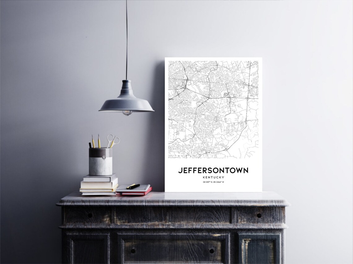 Jeffersontown Map Print, Jeffersontown Map Poster Wall Art, Ky City Map