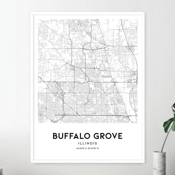 Buffalo Grove Il Map Art Etsy
