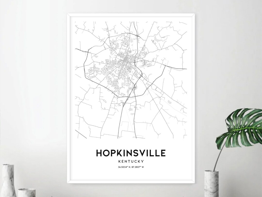 Hopkinsville Map Print Hopkinsville Map Poster Wall Art Ky - Etsy