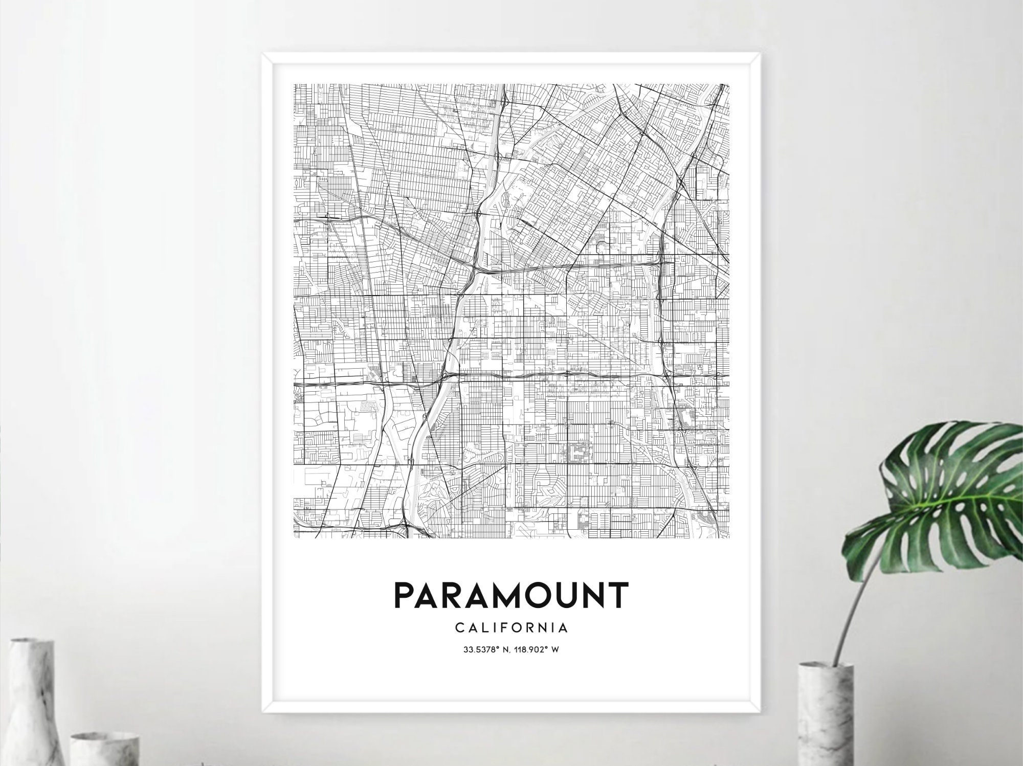 Paramount Map Print, Paramount Map Poster Wall Art, Ca City Map ...