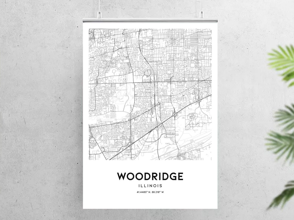 Woodridge Map Print Woodridge Map Poster Wall Art Il City Etsy