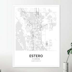 Estero Map Print Estero Map Poster Wall Art Fl City Map - Etsy
