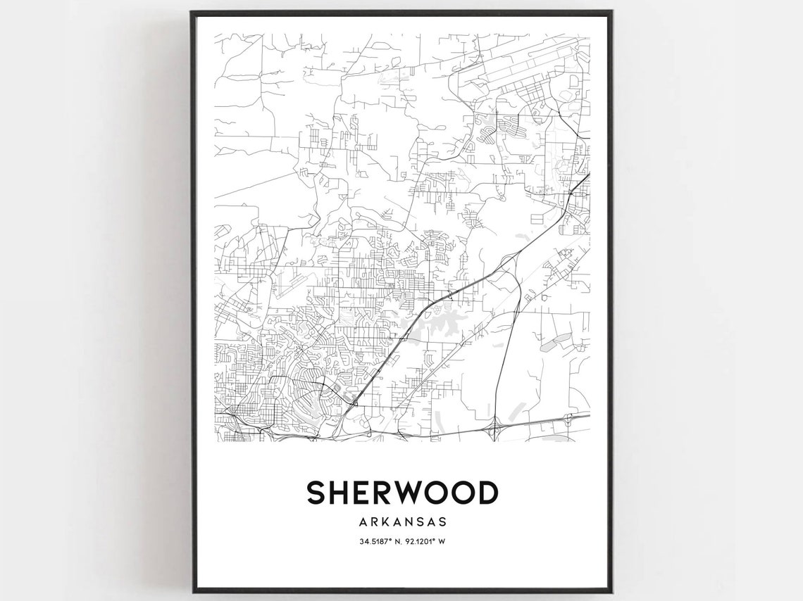 Sherwood Map Print Sherwood Map Poster Wall Art Ar City Etsy