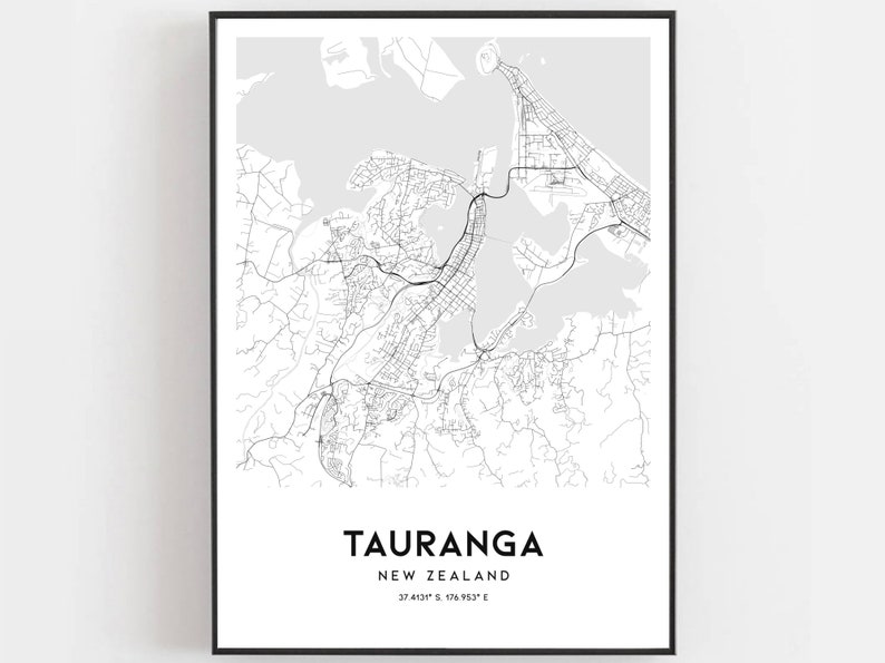 Tauranga Map Print Tauranga Map Poster Wall Art Tauranga Etsy