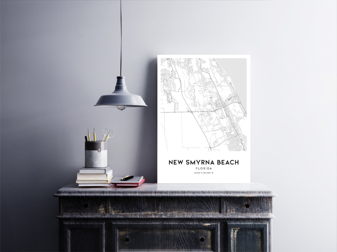 New Smyrna Beach Map Print, New Smyrna Beach Map Poster Wall Art, Fl