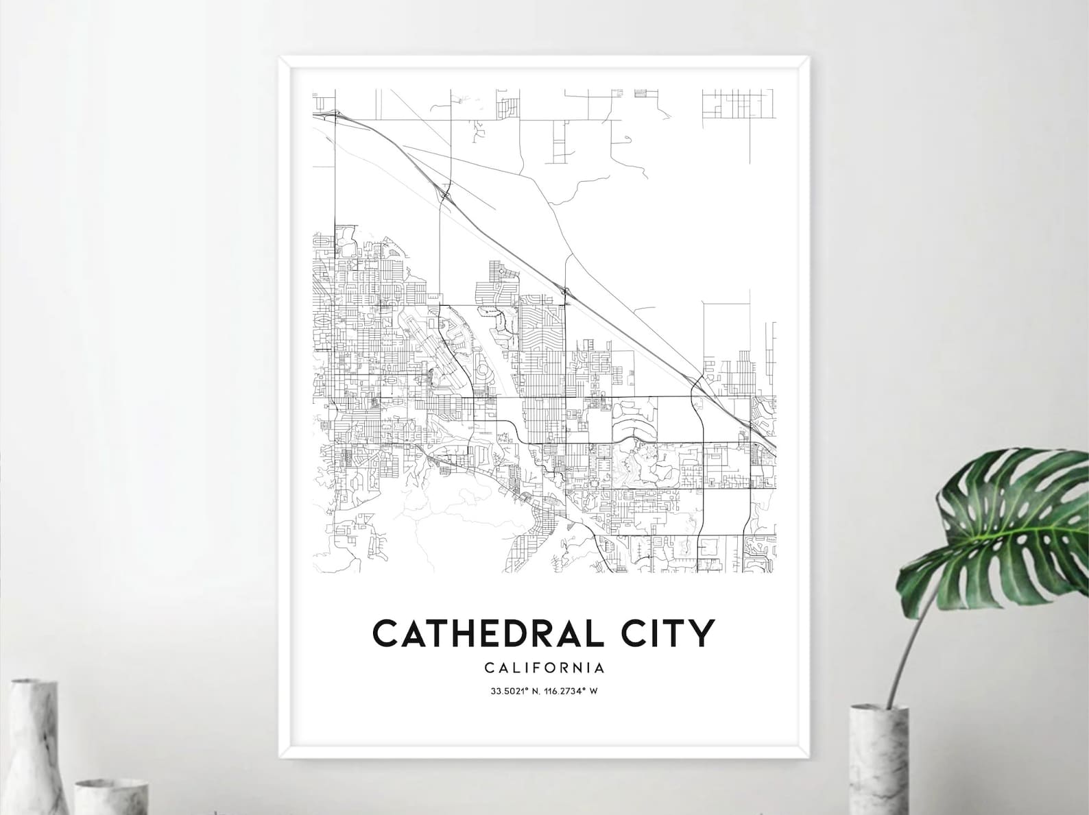 Cathedral City map print wall art