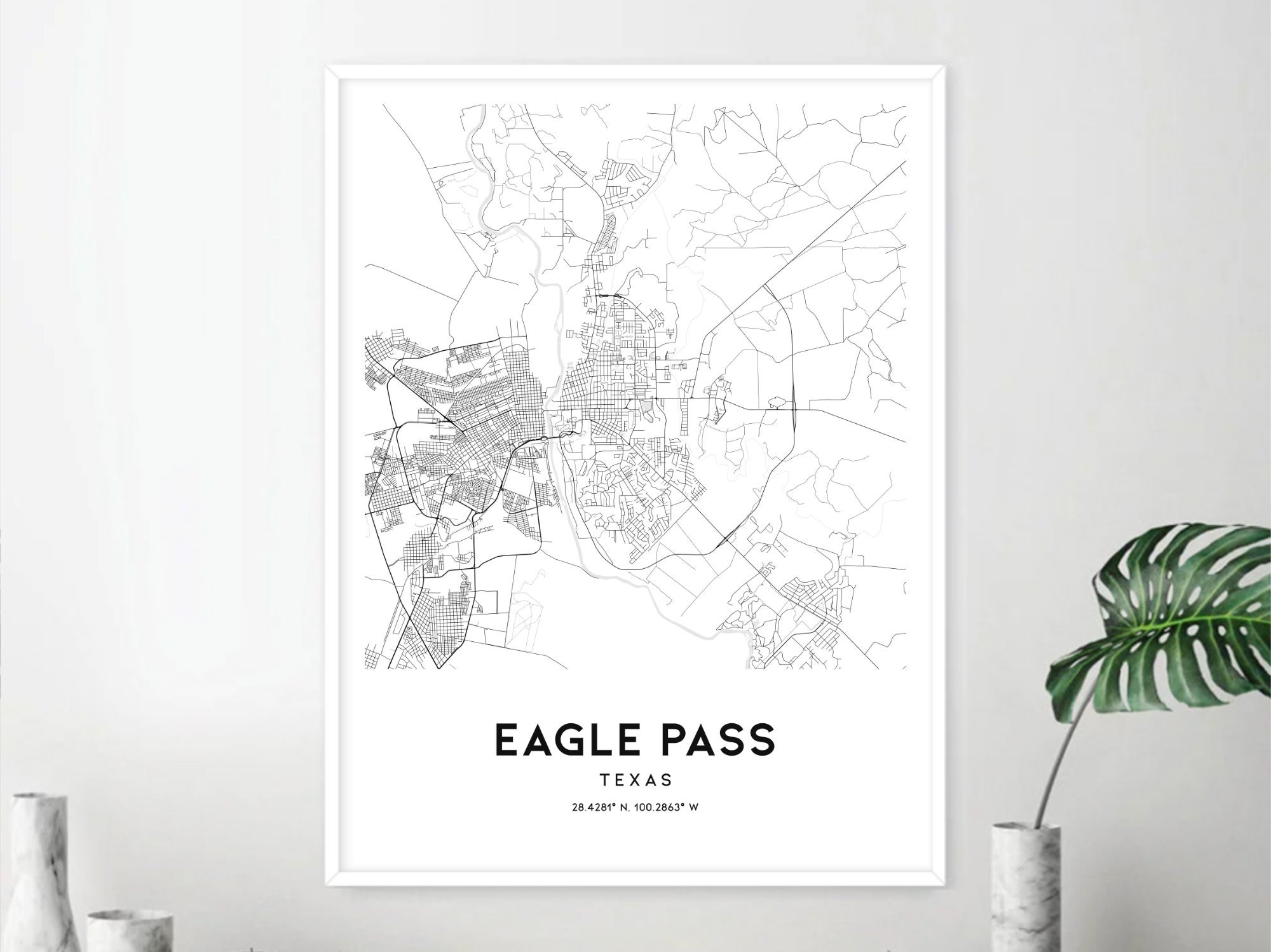 Eagle Pass Map Print, Eagle Pass Map Poster Wall Art, Tx City Map
