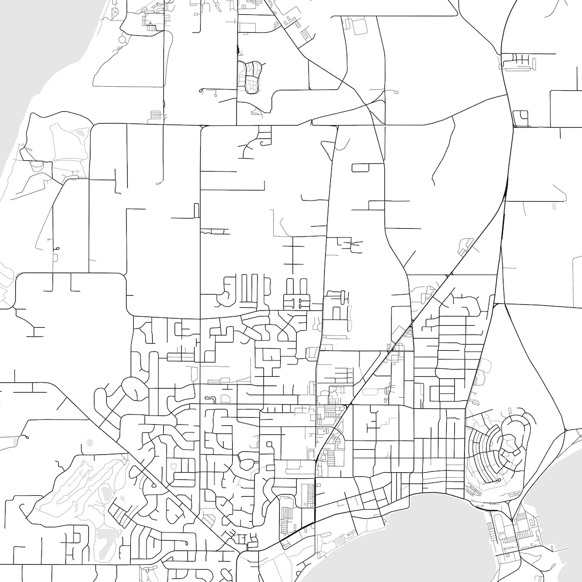 Oak Harbor Map Print, Oak Harbor Map Poster Wall Art, Wa City Map 