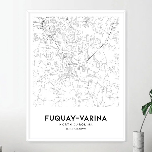 Fuquay-varina Map Print, Fuquay-varina Map Poster Wall Art, Nc  City Map, North Carolina Print Street Map Decor, Road Map Gift, D2096