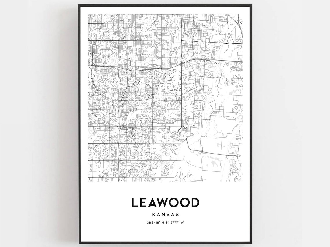 Leawood Map Print Leawood Map Poster Wall Art Ks City Map Etsy
