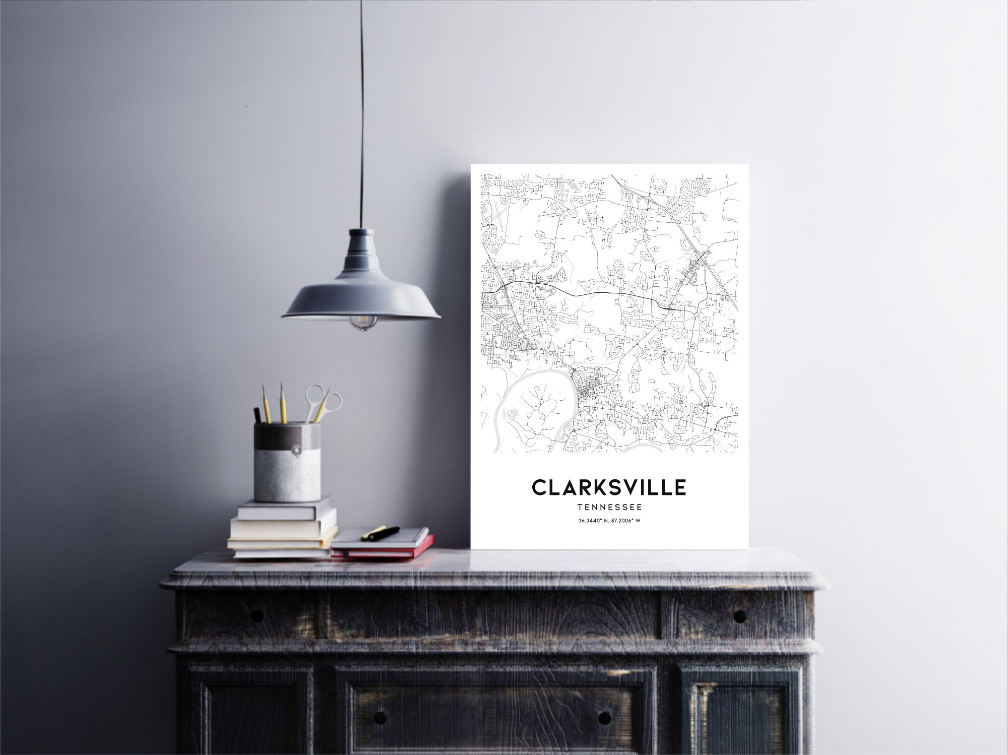 Clarksville Map Print, Clarksville Map Poster Wall Art, Tn City Map ...