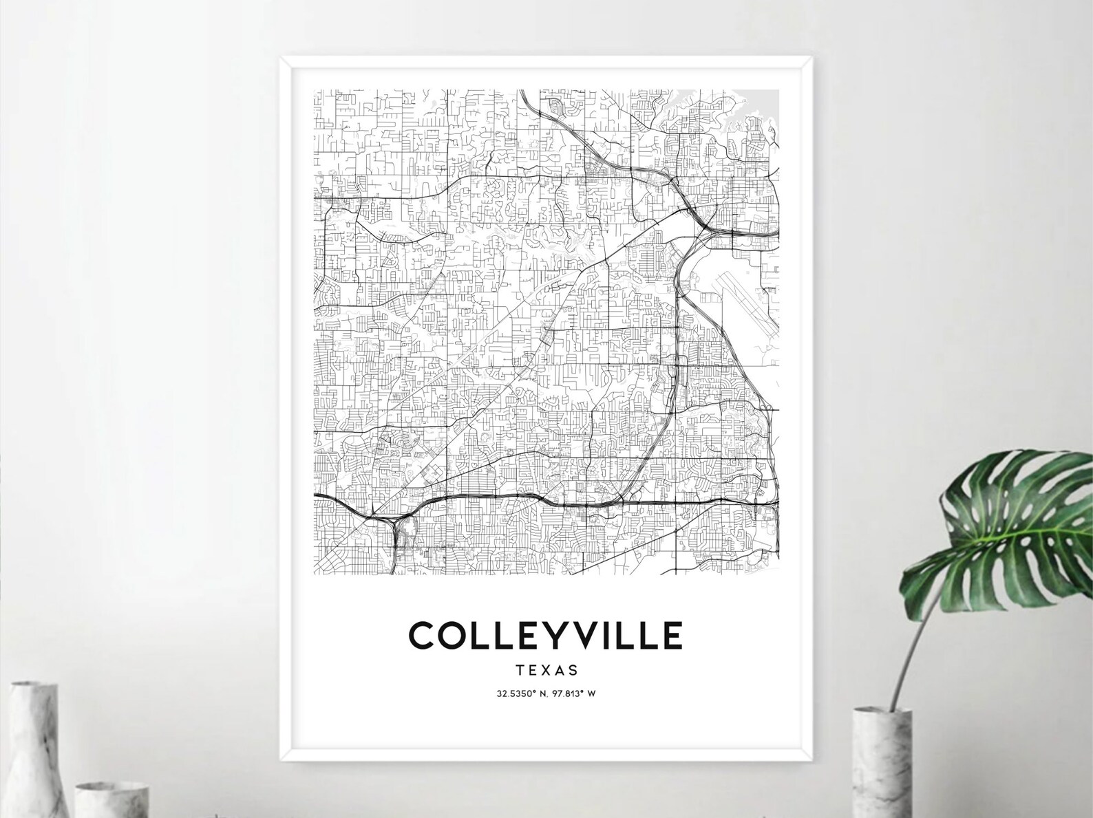 Colleyville Map Print, Colleyville Map Poster Wall Art, Tx City Map