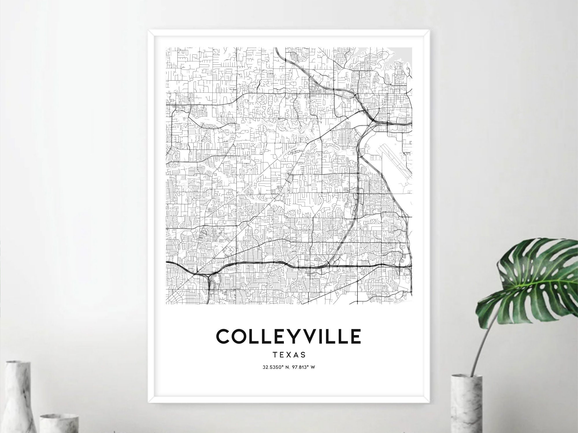 Colleyville Map Print, Colleyville Map Poster Wall Art, Tx City Map ...
