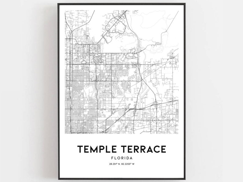 Temple Terrace Map Print Temple Terrace Map Poster Wall Art Etsy