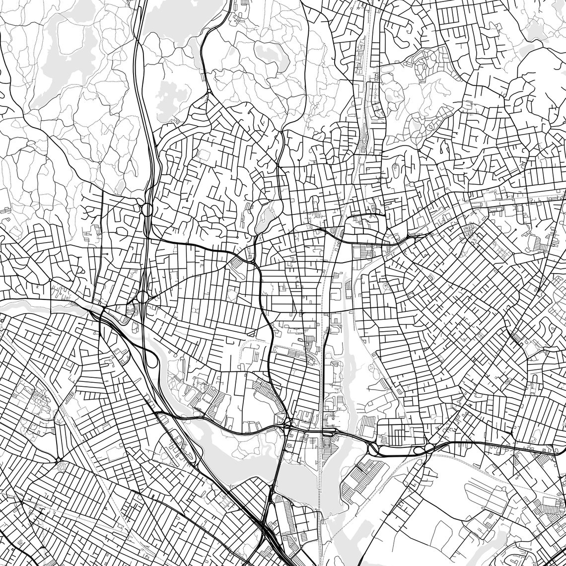 Everett Map Print Everett Map Poster Wall Art Ma City Map Etsy