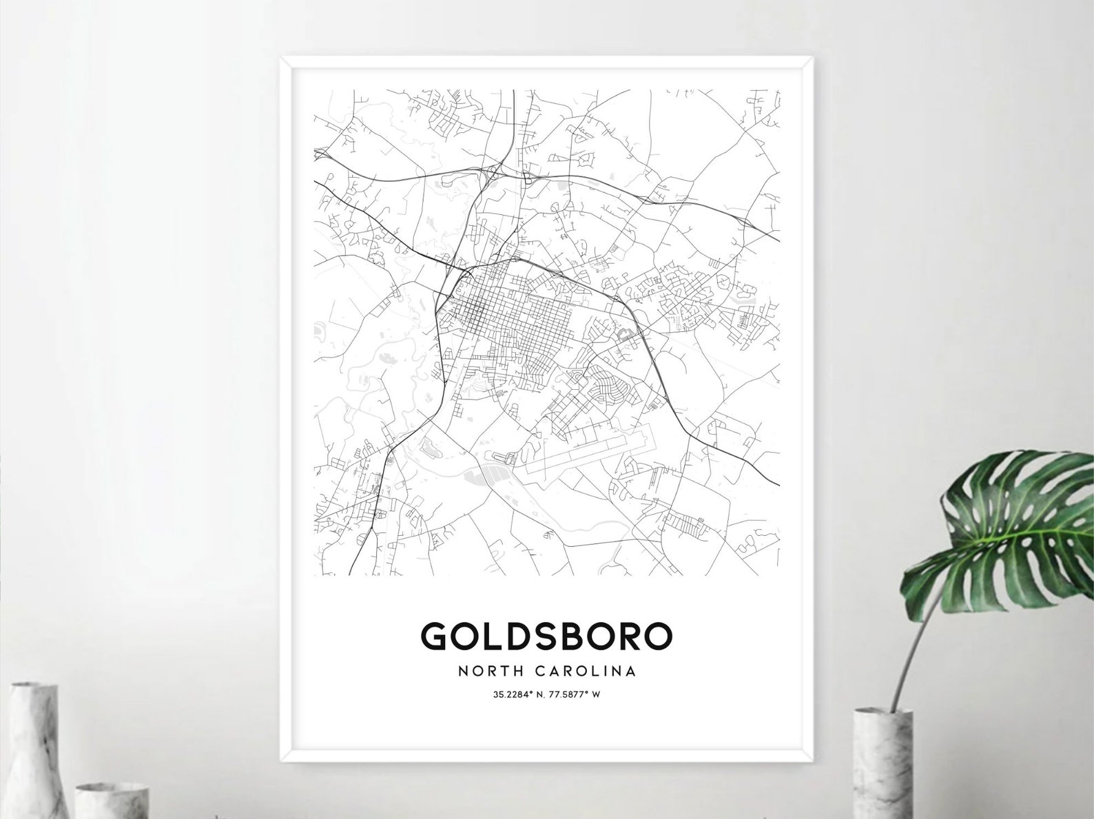 Goldsboro Map Print Goldsboro Map Poster Wall Art Nc City Etsy