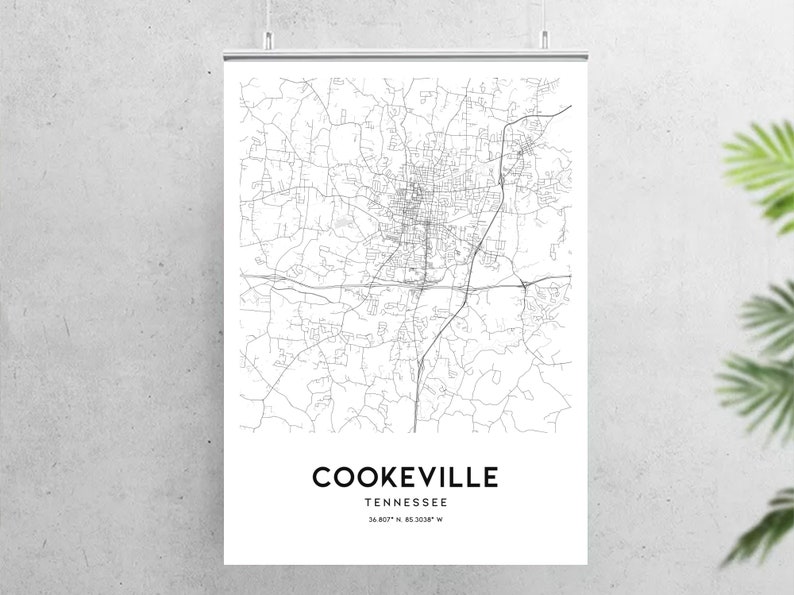 Cookeville Map Print Cookeville Map Poster Wall Art Tn City Etsy
