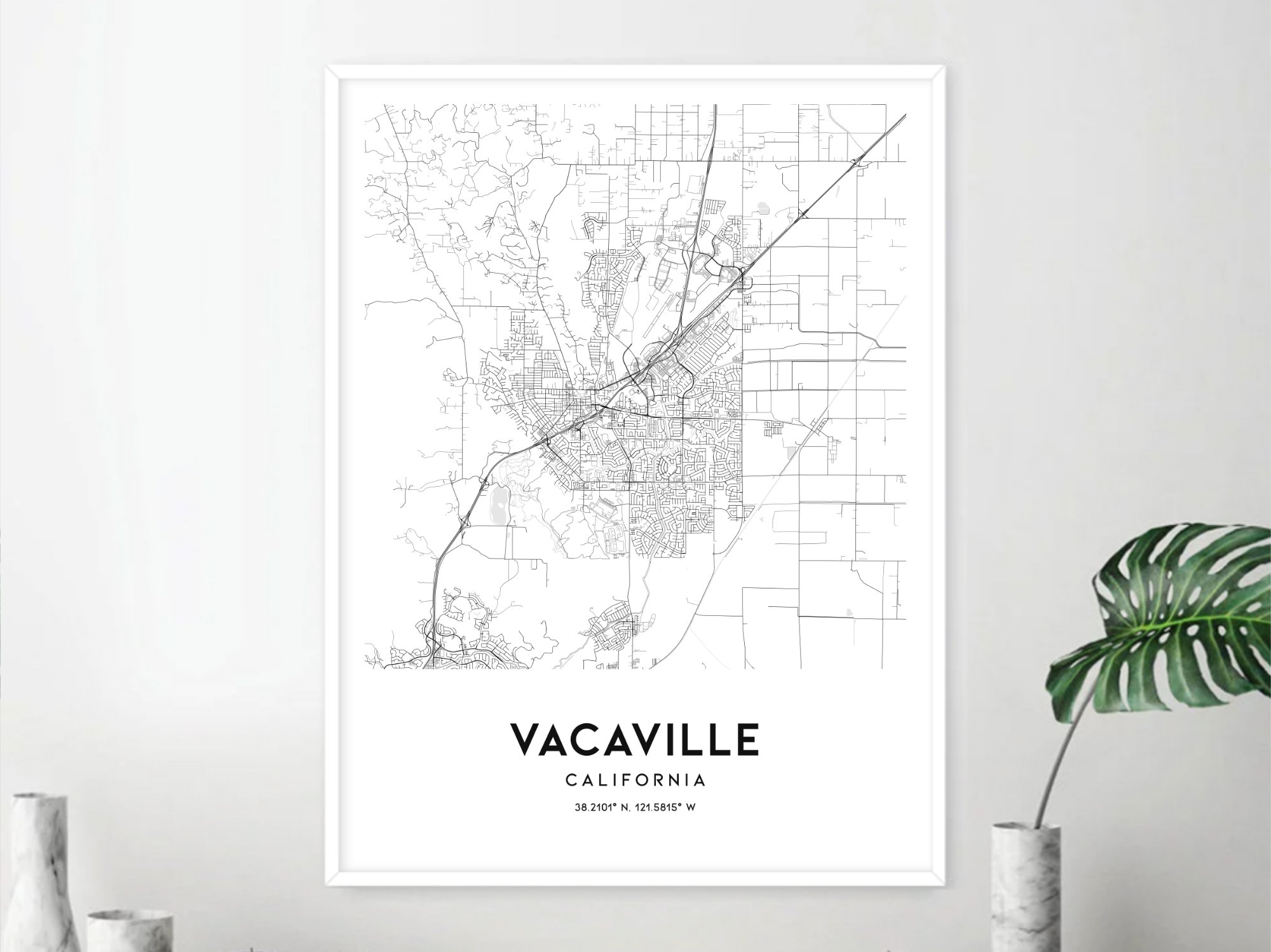 Vacaville Map Print, Vacaville Map Poster Wall Art, Ca City Map