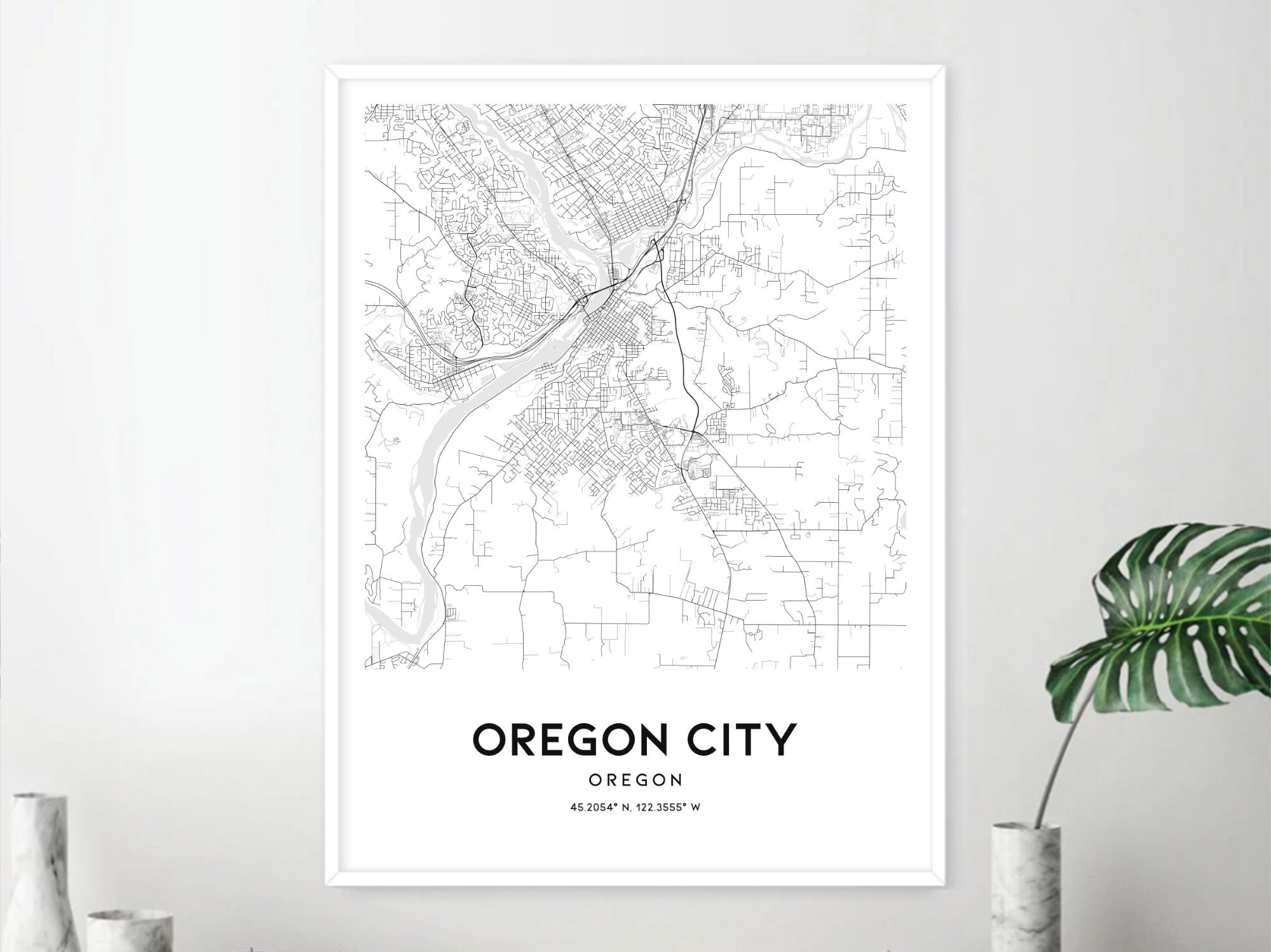Oregon City Map Print, Oregon City Map Poster Wall Art, or City Map