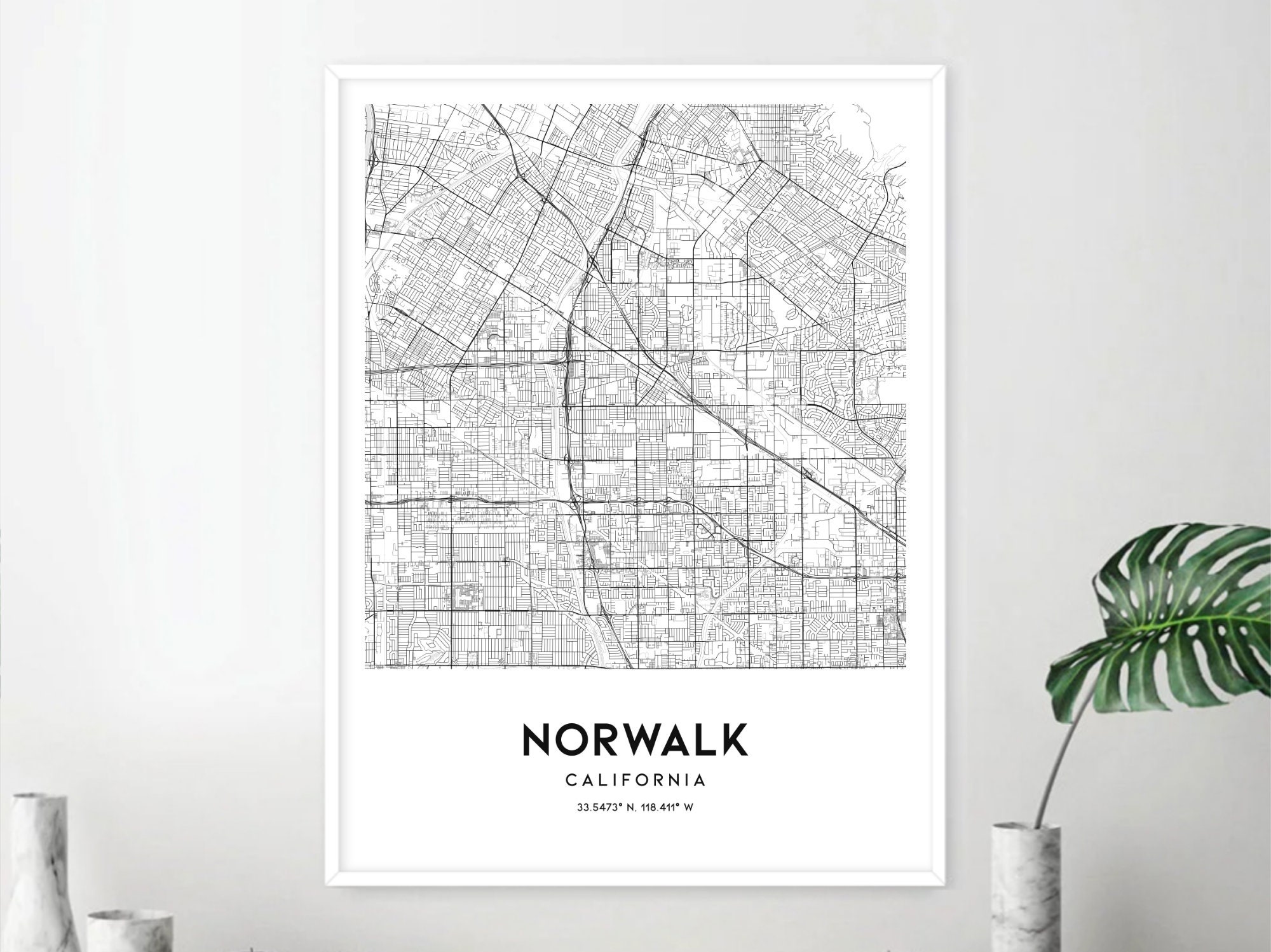 Norwalk Map Print, Norwalk Map Poster Wall Art, Ca City Map, California ...
