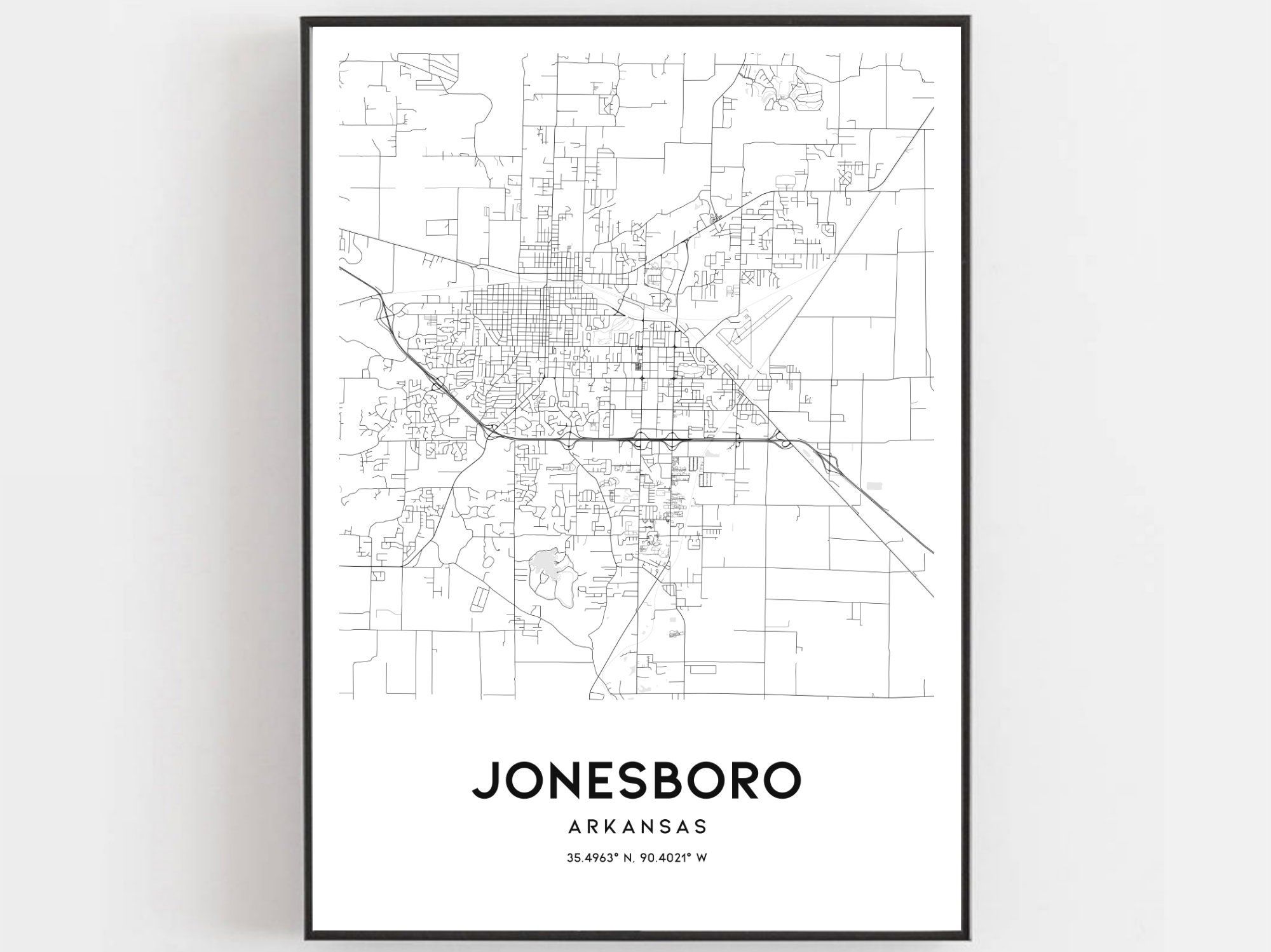 Jonesboro Map Print Jonesboro Map Poster Wall Art Ar City Etsy
