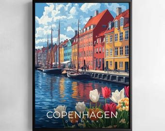 Copenhagen art Print Denmark Travel Wall Art Cityscape Illustration Poster