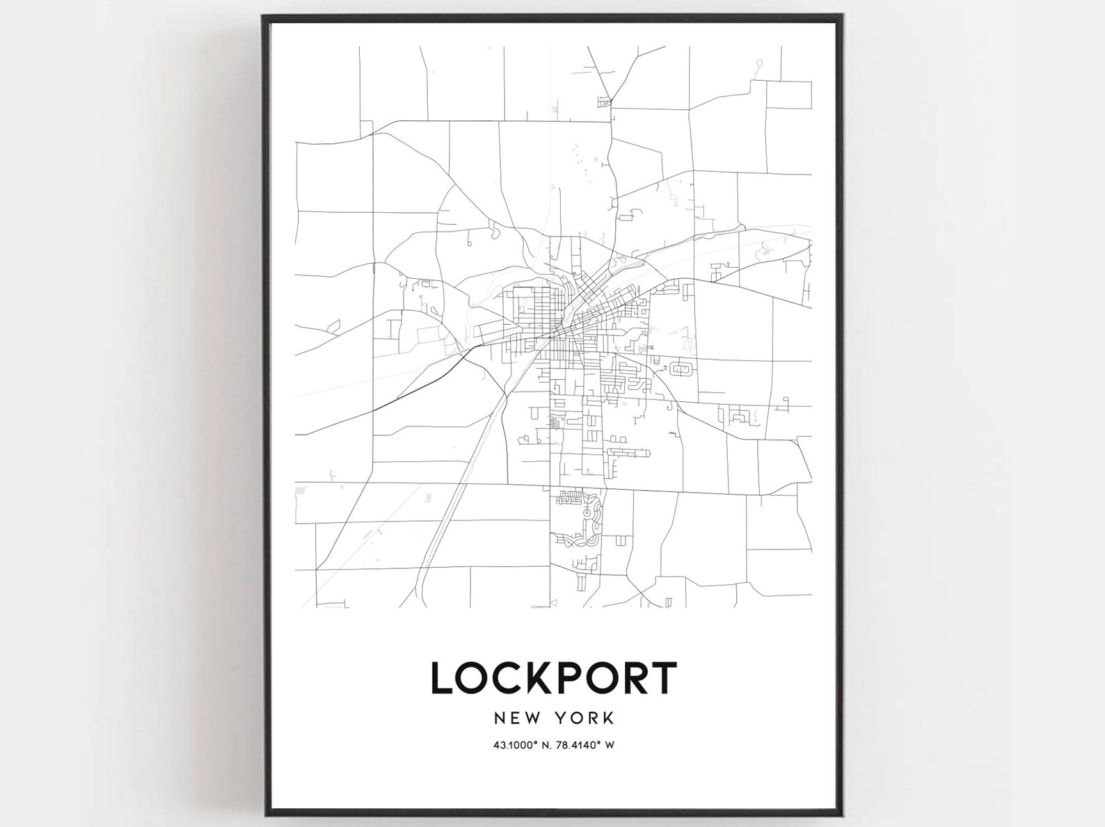 Lockport Map Print Lockport Map Poster Wall Art Ny City Map Etsy