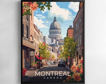 Montreal Print Canada Travel Wall Art Cityscape Illustration Poster