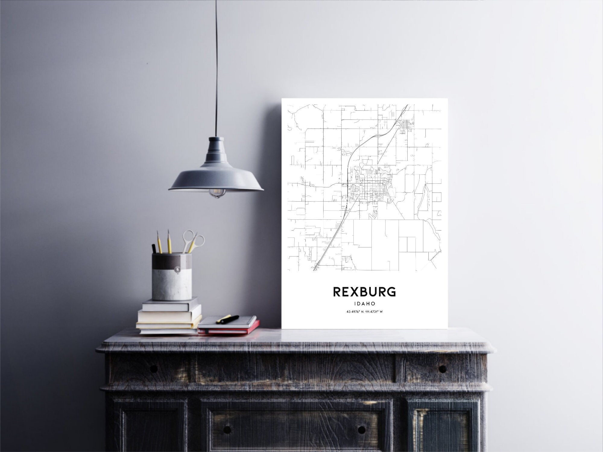 Rexburg Map Print Rexburg Map Poster Wall Art Id City Map - Etsy
