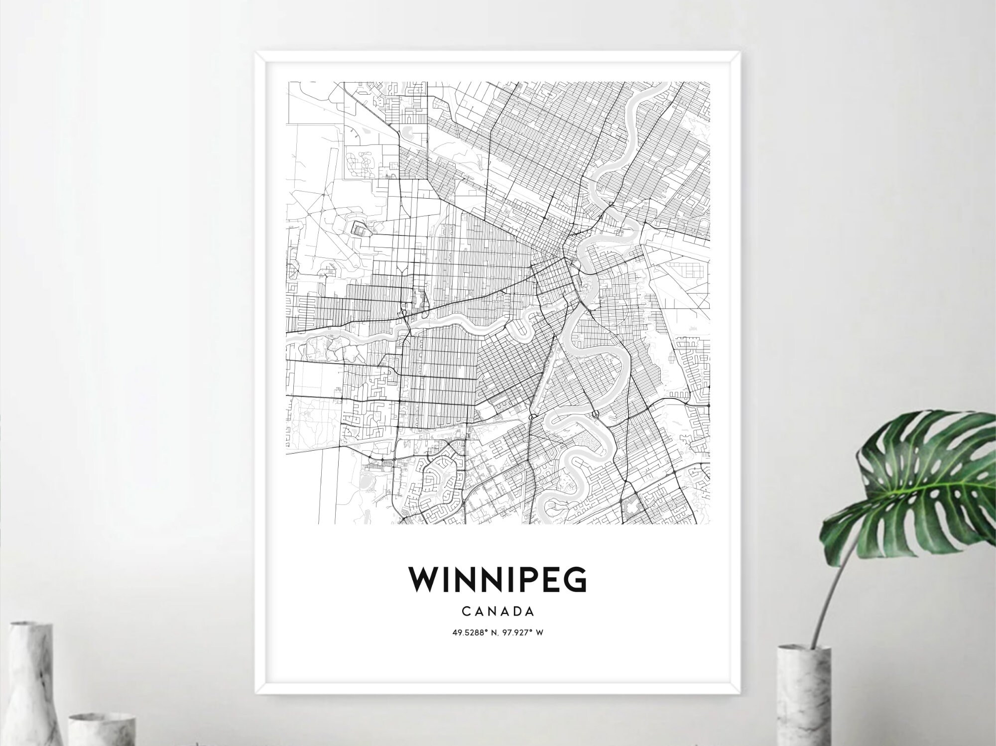 Winnipeg Map Print, Winnipeg Map Poster Wall Art, Winnipeg City Map, Winnipeg Print Street Map