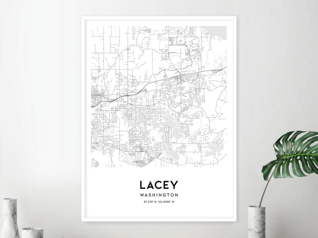 Lacey Map Print Lacey Map Poster Wall Art Wa City Map - Etsy