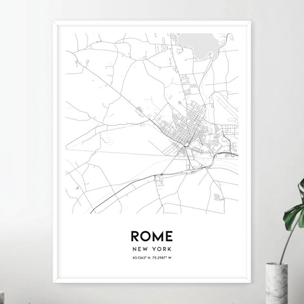 Rome Map Print, Rome Map Poster Wall Art, Ny  City Map, New York Print Street Map Decor, Road Map Gift, D1836