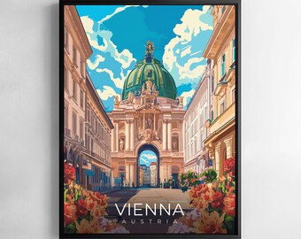 Vienna Poster Austria Travel Wall Art Cityscape Illustration Print