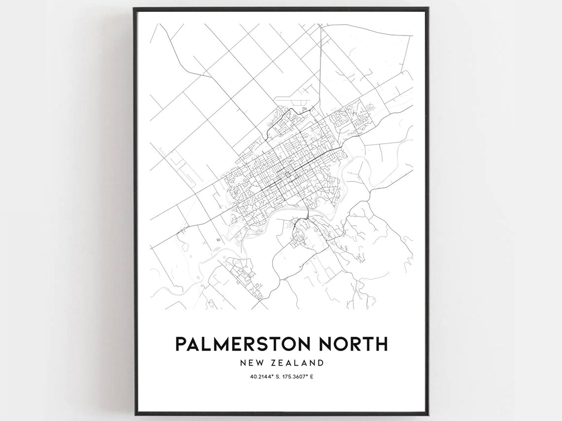 Palmerston North Map Print Palmerston North Map Poster Wall Etsy