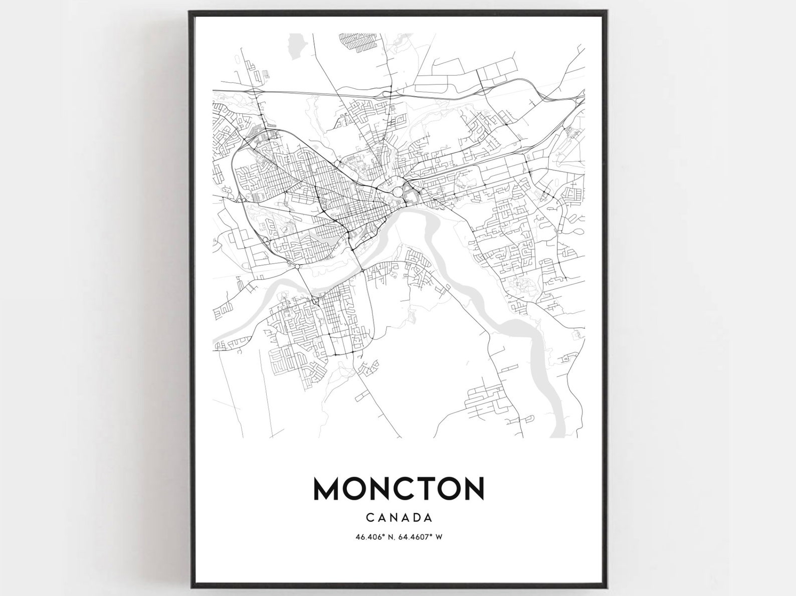 Moncton Map Print Moncton Map Poster Wall Art Moncton City Etsy