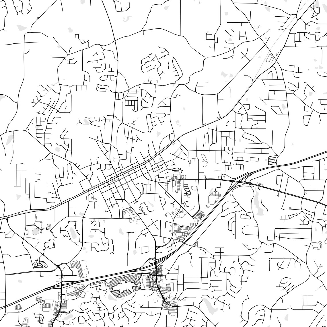 Douglasville Map Print, Douglasville Map Poster Wall Art, Ga City Map, Print Street Map