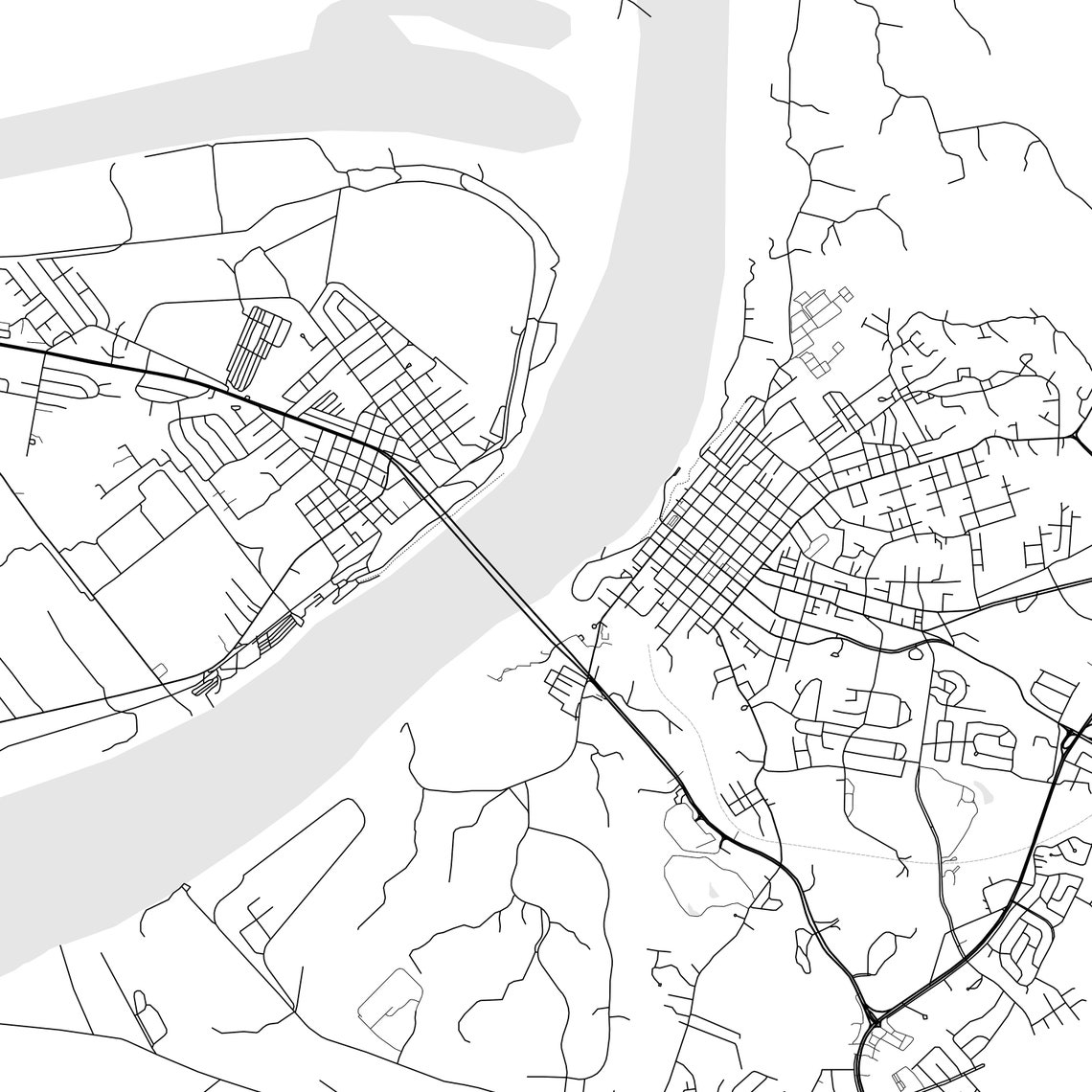 Natchez Map Print, Natchez Map Poster Wall Art, Ms City Map