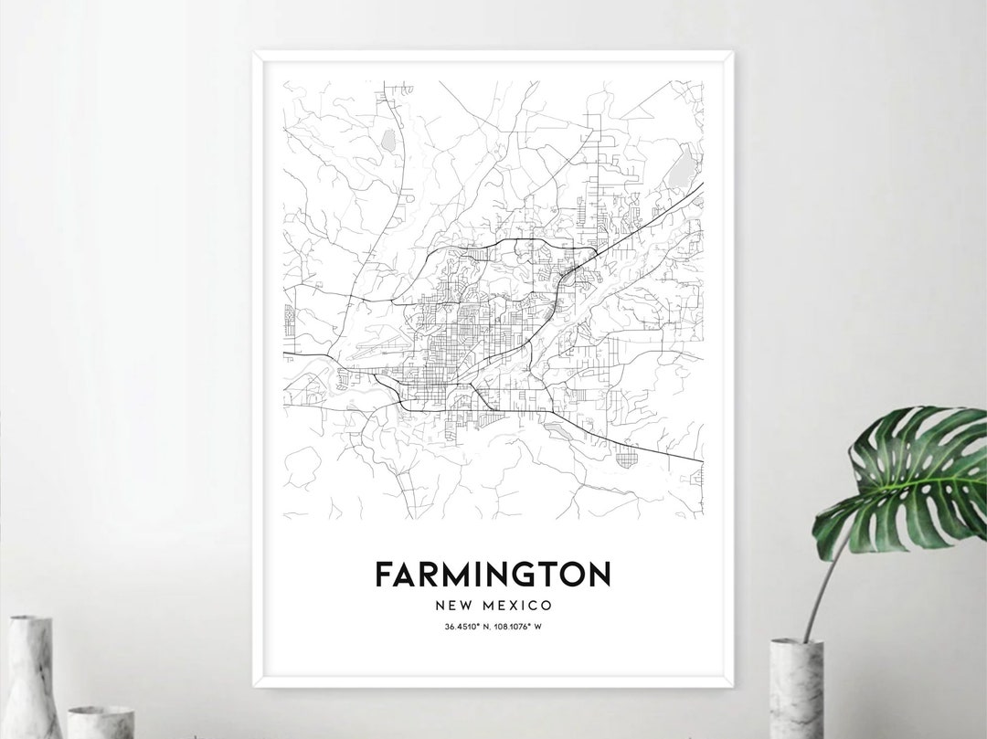 Farmington Map Print Farmington Map Poster Wall Art Nm City Etsy