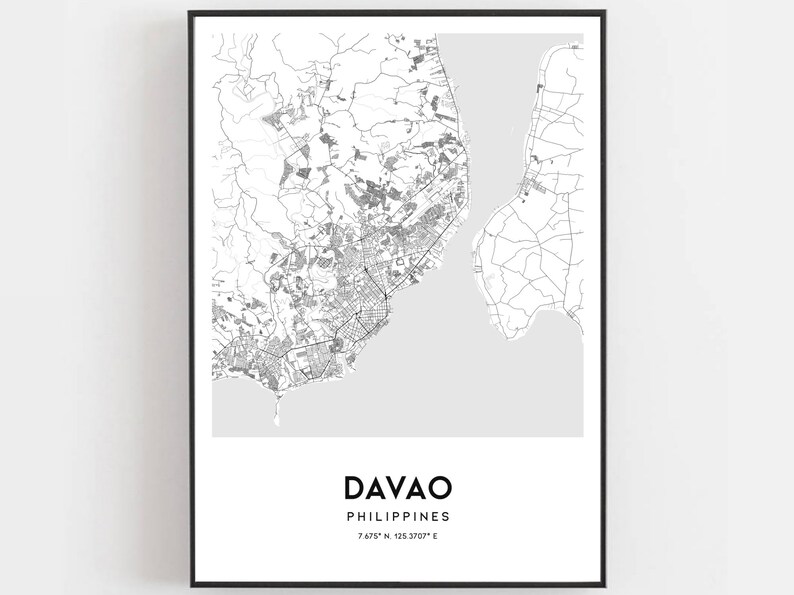 Davao Map Print Davao Map Poster Wall Art Davao City Map | Etsy
