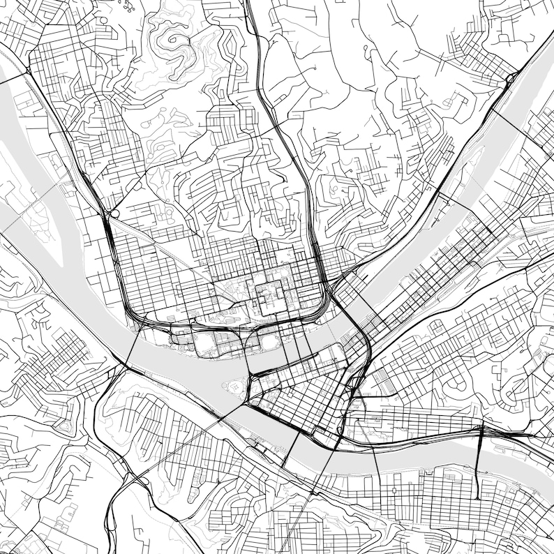 Pittsburgh Map Print Pittsburgh Map Poster Wall Art Pa City Etsy