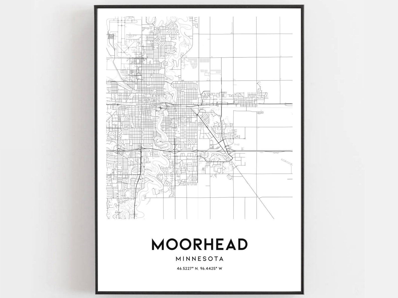Moorhead Map Print Moorhead Map Poster Wall Art Mn City Map Etsy
