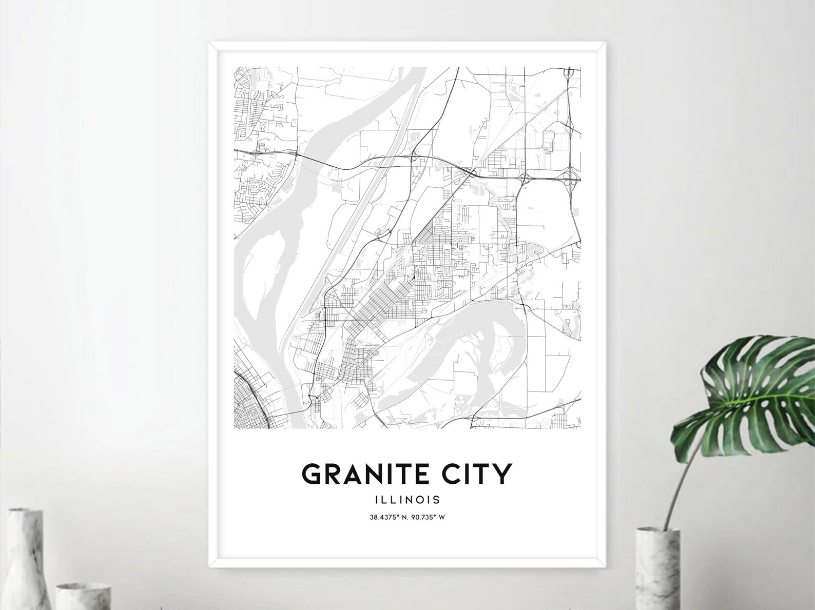 Granite City Map Print, Granite City Map Poster Wall Art, Il City Map